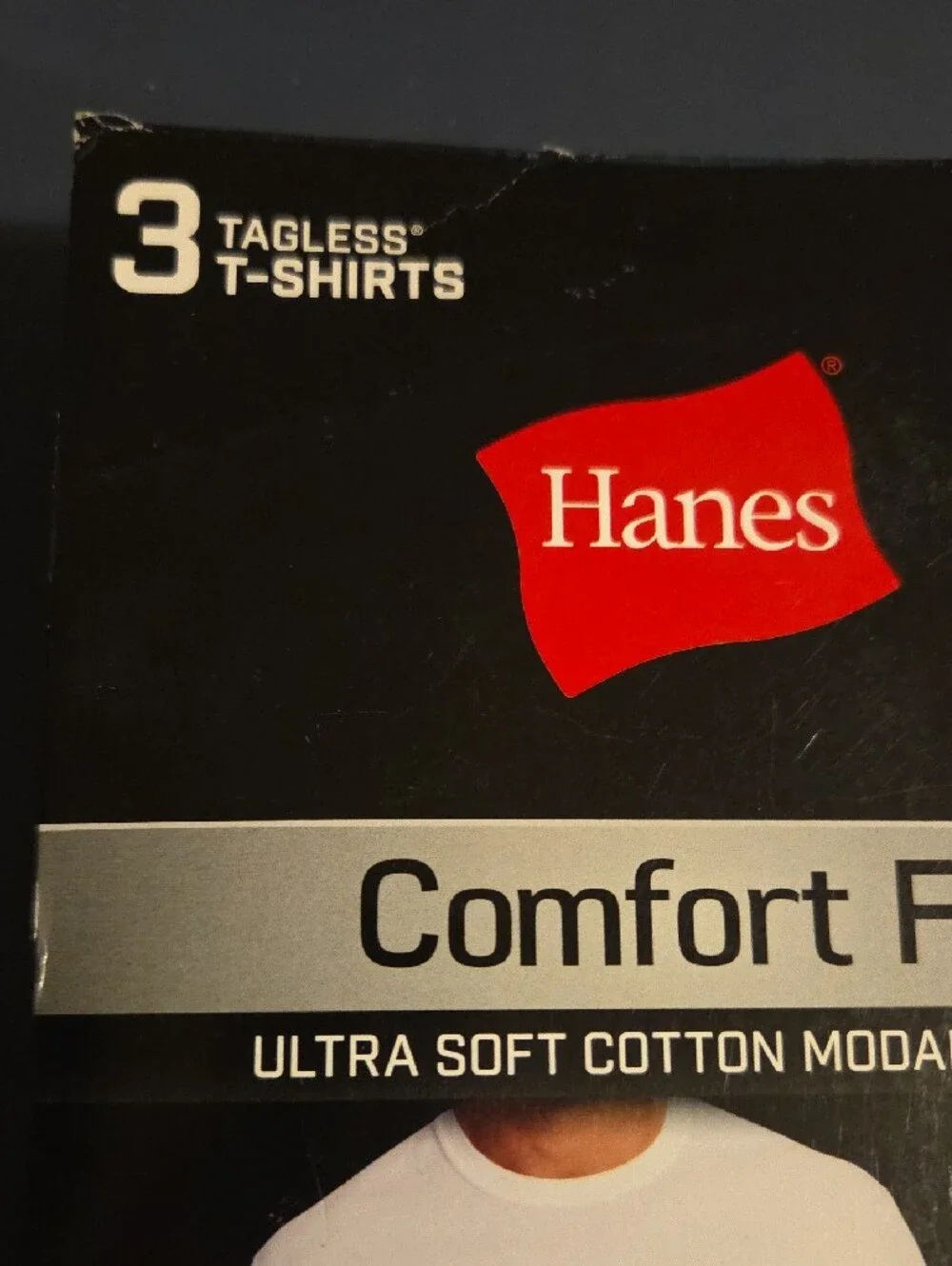 Hanes White Crew Neck Tee Pack with Black Packaging Accent